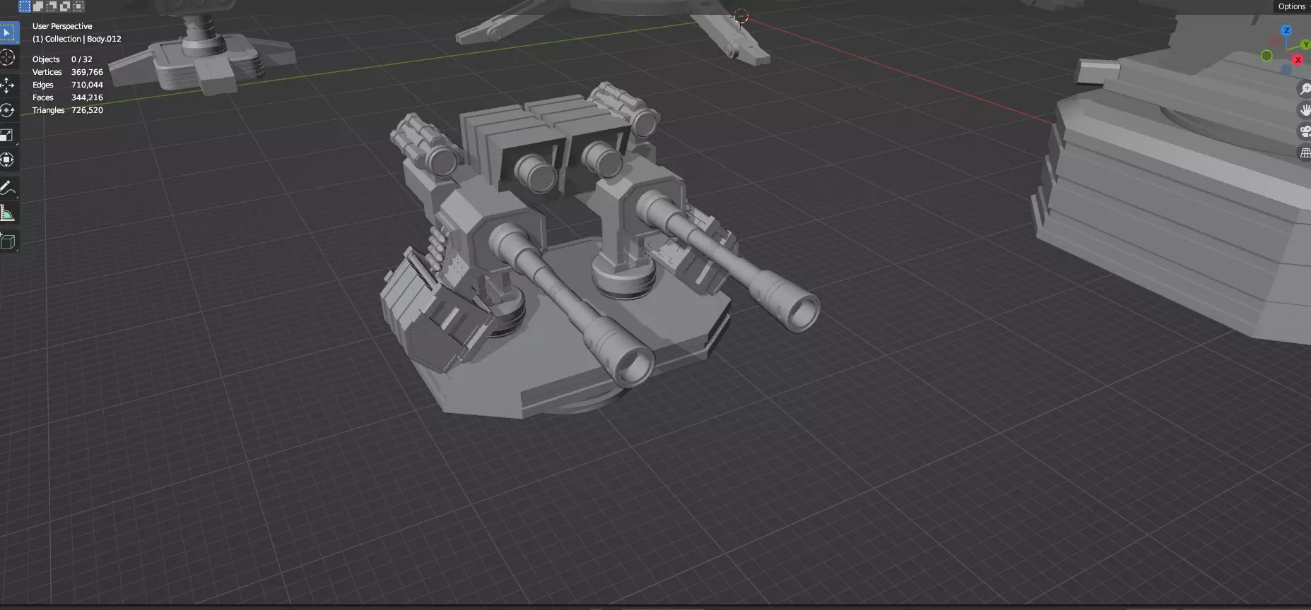 Turret and AA Gun Defense Pack - 4 - 25 Props - Untextured 3D model_81