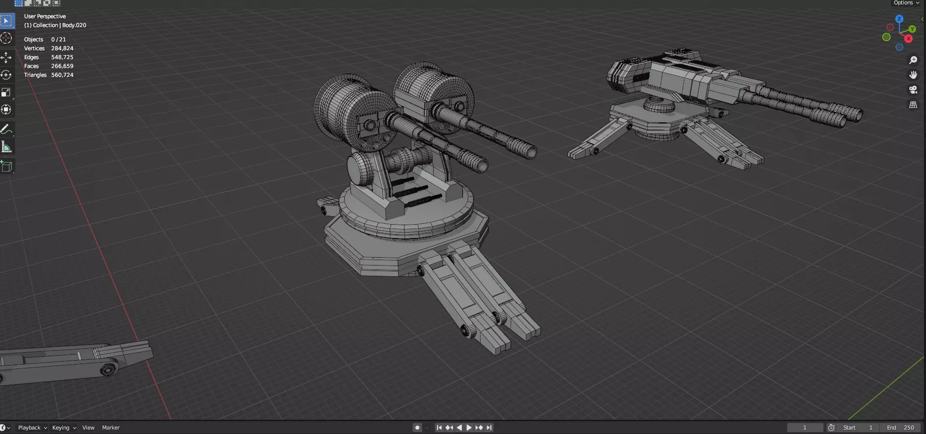 Turret and AA Gun Defense Pack - 4 - 25 Props - Untextured 3D model_35
