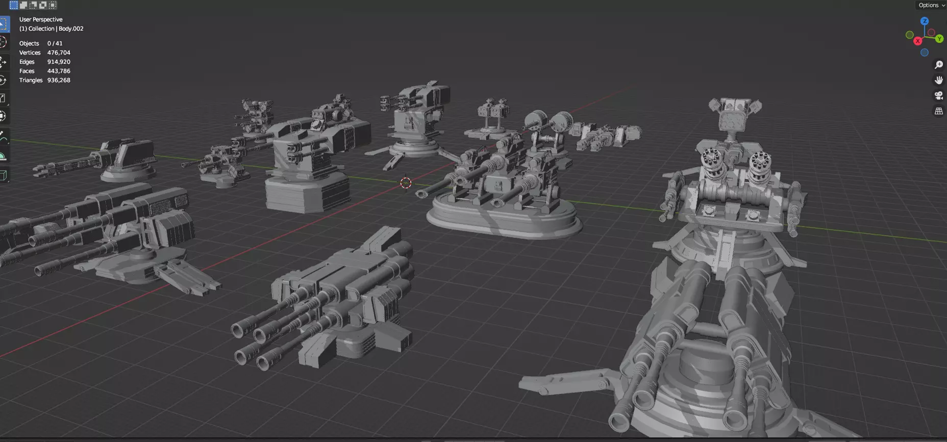 Turret and AA Gun Defense Pack - 4 - 25 Props - Untextured 3D model_90