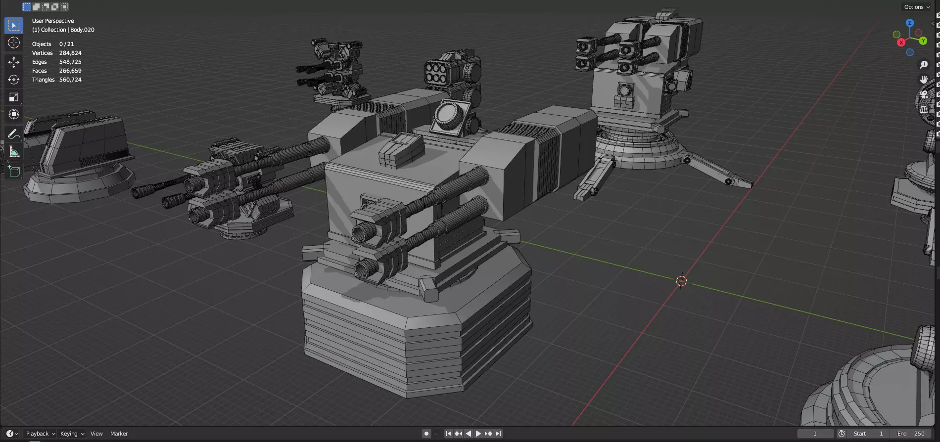 Turret and AA Gun Defense Pack - 4 - 25 Props - Untextured 3D model_46