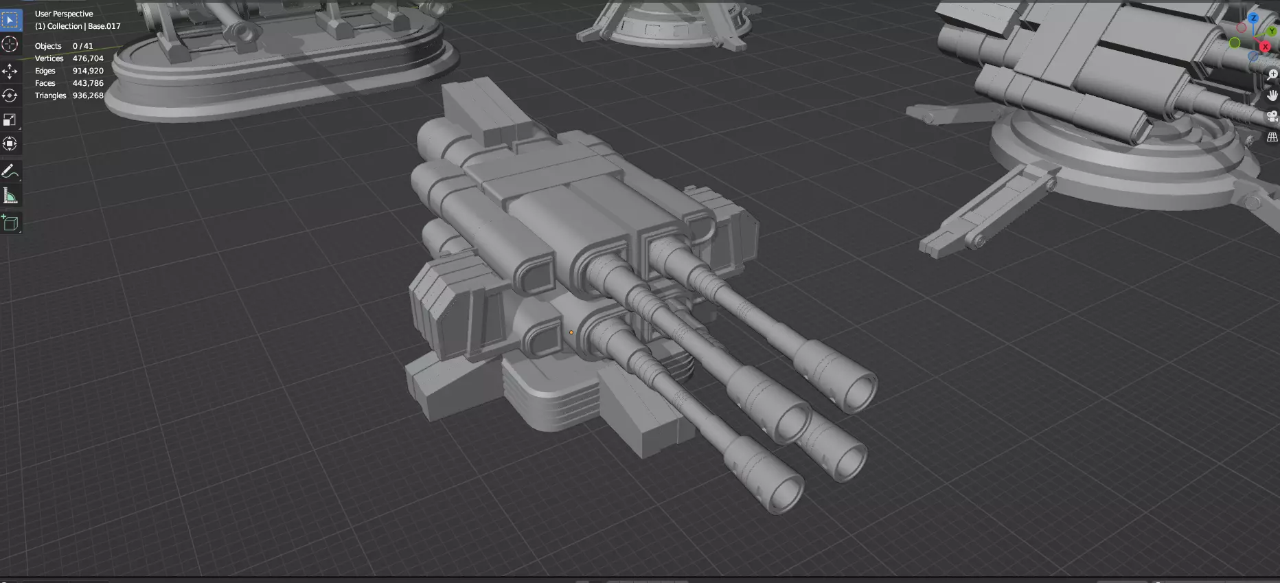 Turret and AA Gun Defense Pack - 4 - 25 Props - Untextured 3D model_85