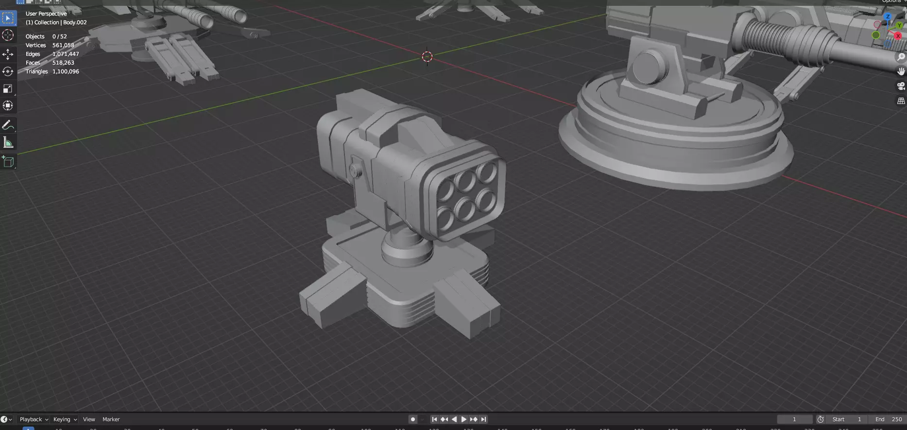 Turret and AA Gun Defense Pack - 4 - 25 Props - Untextured 3D model_88