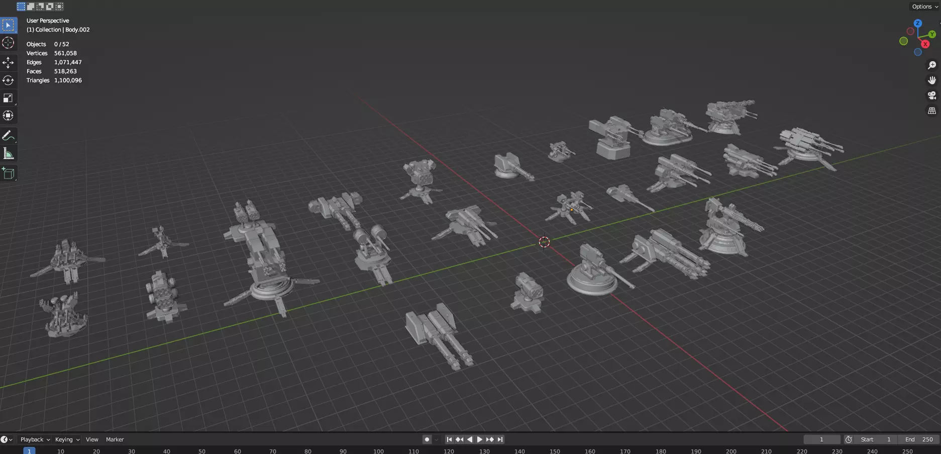 Turret and AA Gun Defense Pack - 4 - 25 Props - Untextured 3D model_57