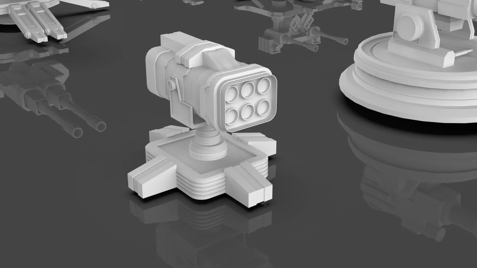 Turret and AA Gun Defense Pack - 4 - 25 Props - Untextured 3D model_20