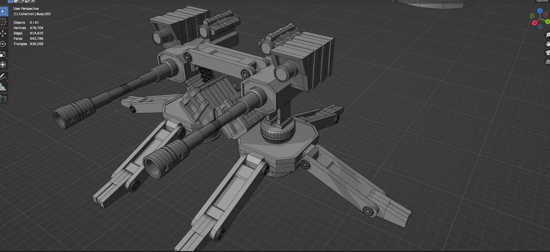 Turret and AA Gun Defense Pack - 4 - 25 Props - Untextured 3D model_34