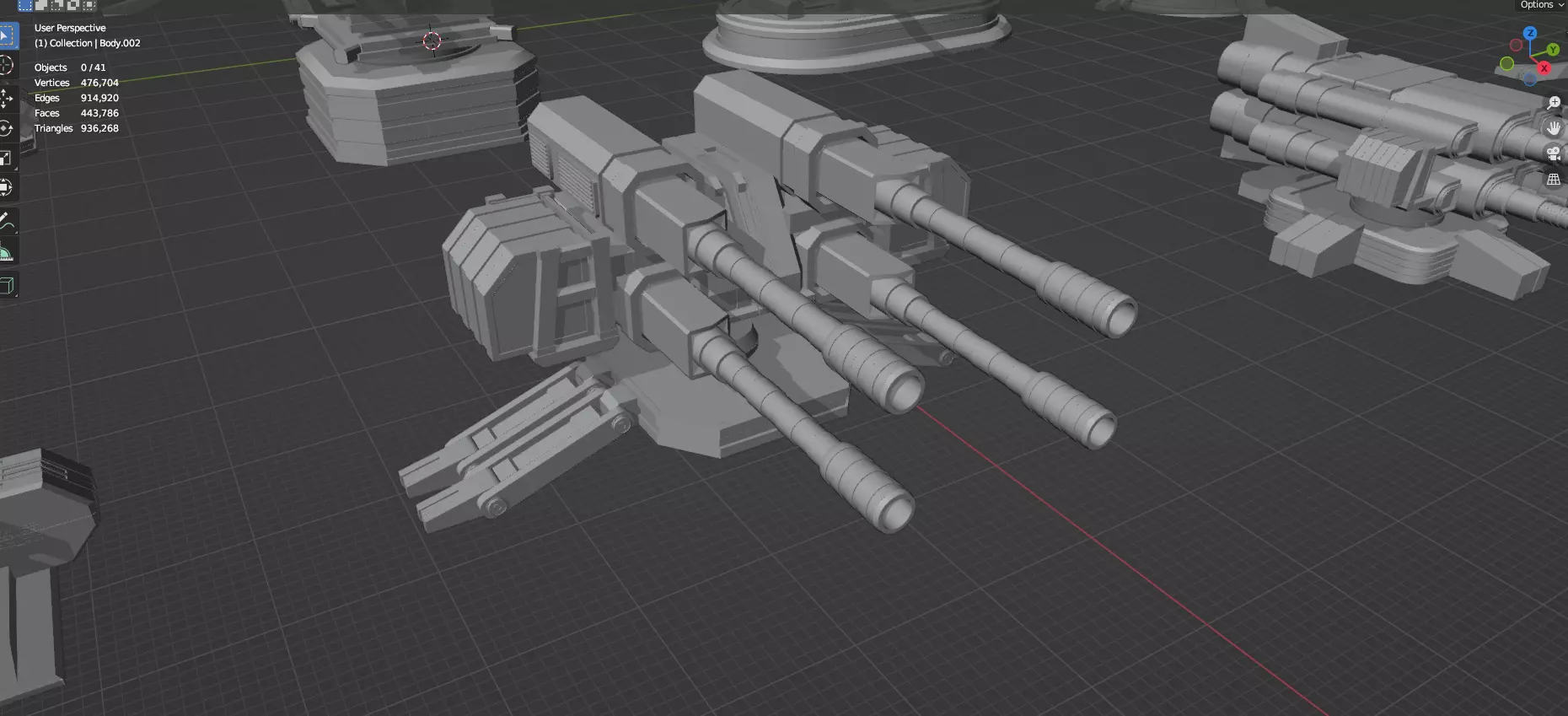 Turret and AA Gun Defense Pack - 4 - 25 Props - Untextured 3D model_84