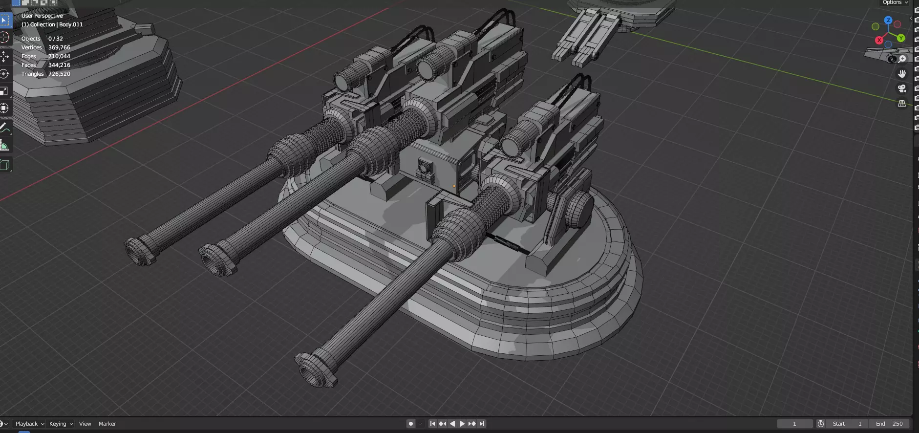 Turret and AA Gun Defense Pack - 4 - 25 Props - Untextured 3D model_37
