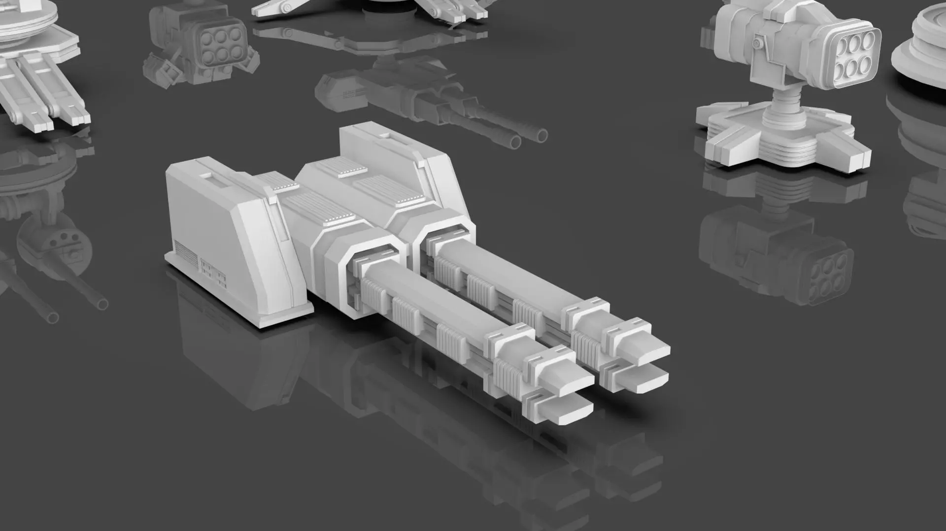 Turret and AA Gun Defense Pack - 4 - 25 Props - Untextured 3D model_19