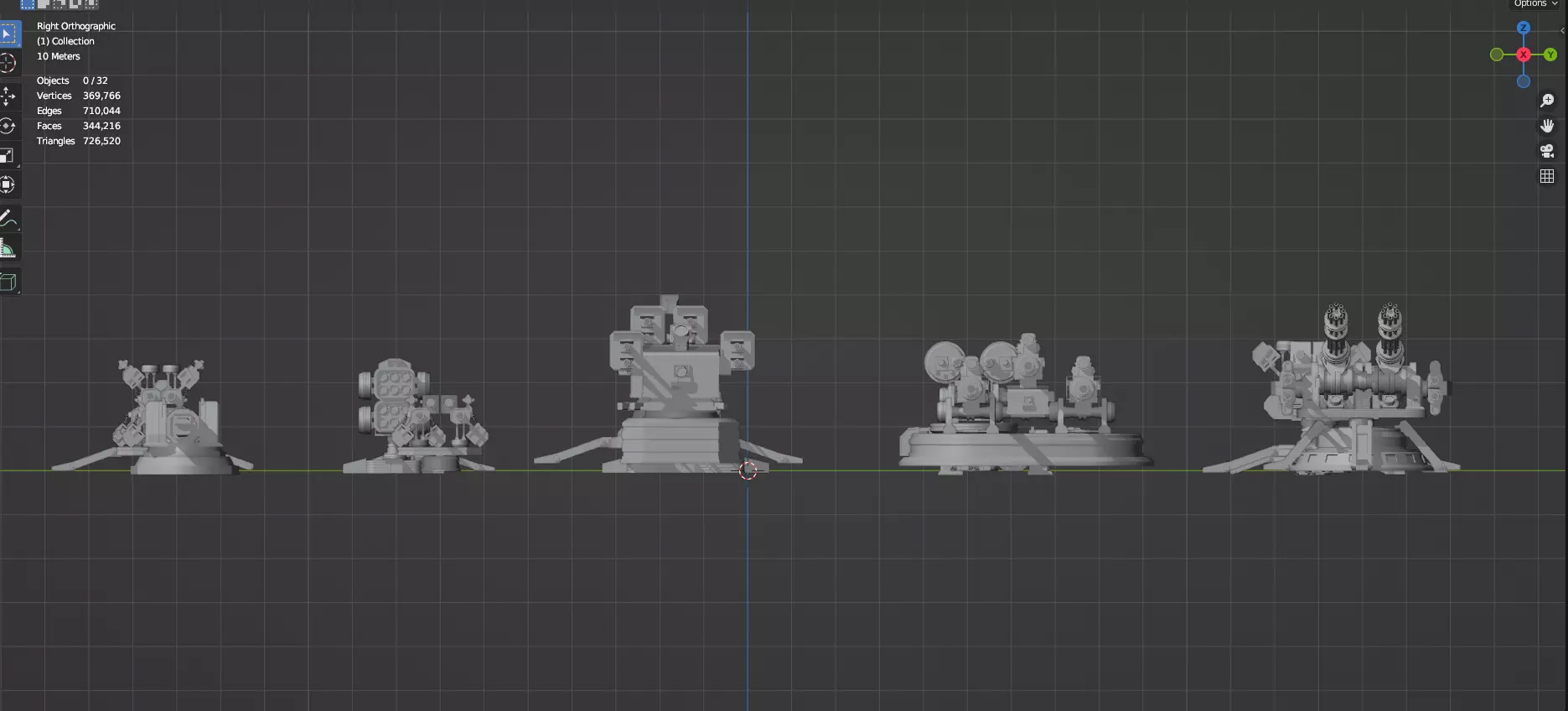 Turret and AA Gun Defense Pack - 4 - 25 Props - Untextured 3D model_75