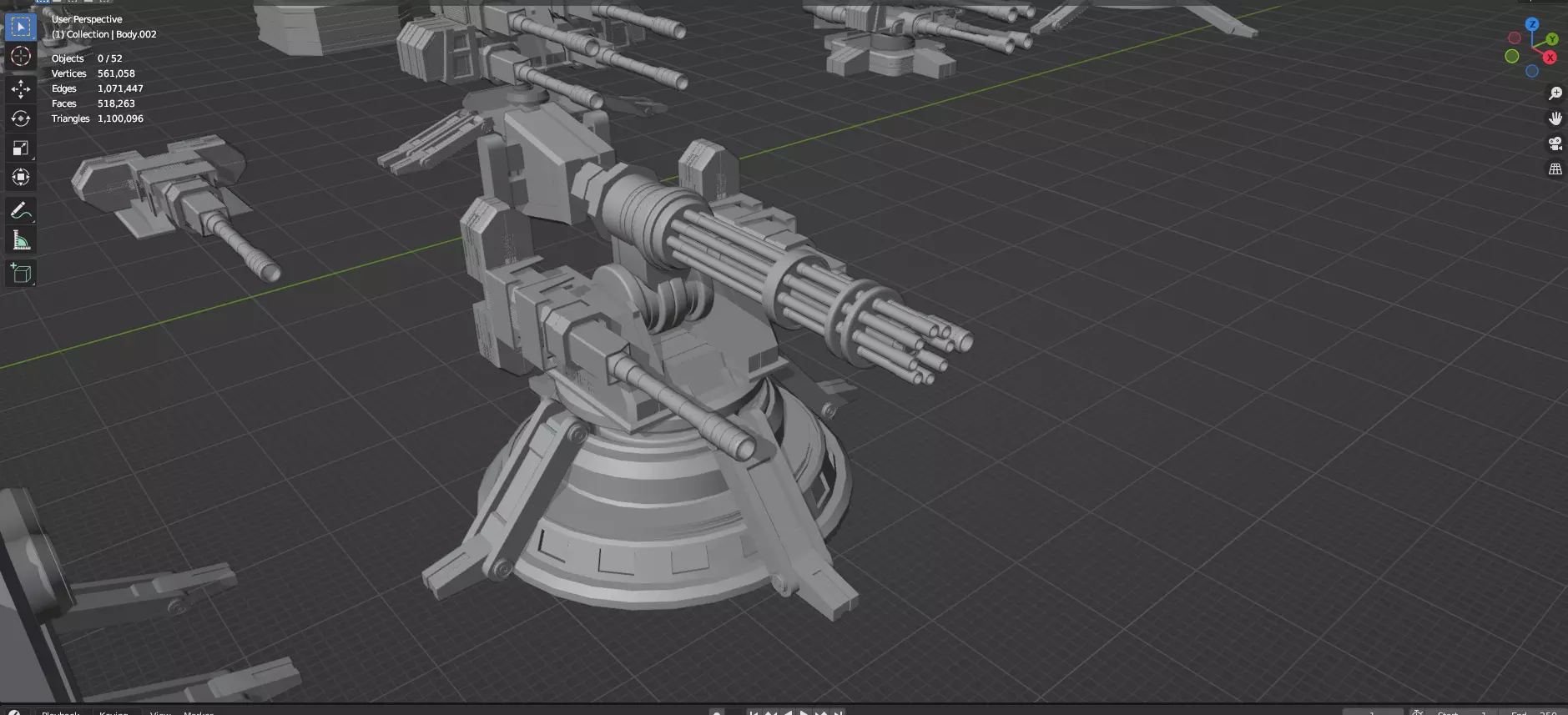 Turret and AA Gun Defense Pack - 4 - 25 Props - Untextured 3D model_92