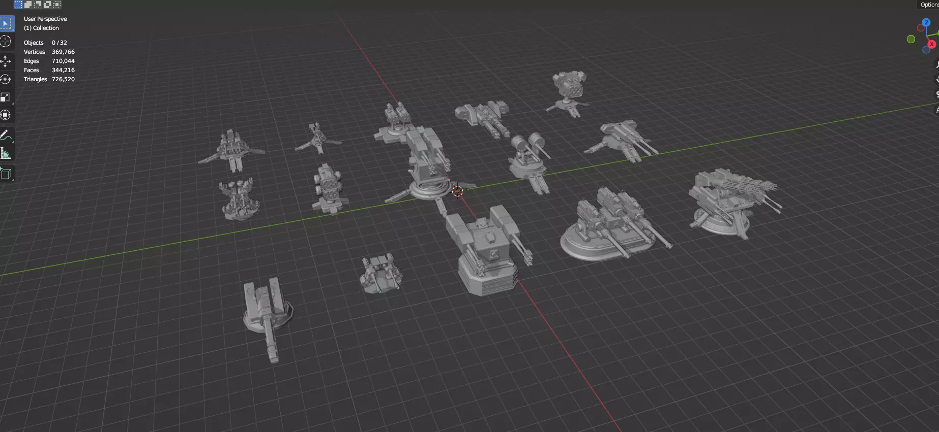 Turret and AA Gun Defense Pack - 4 - 25 Props - Untextured 3D model_77