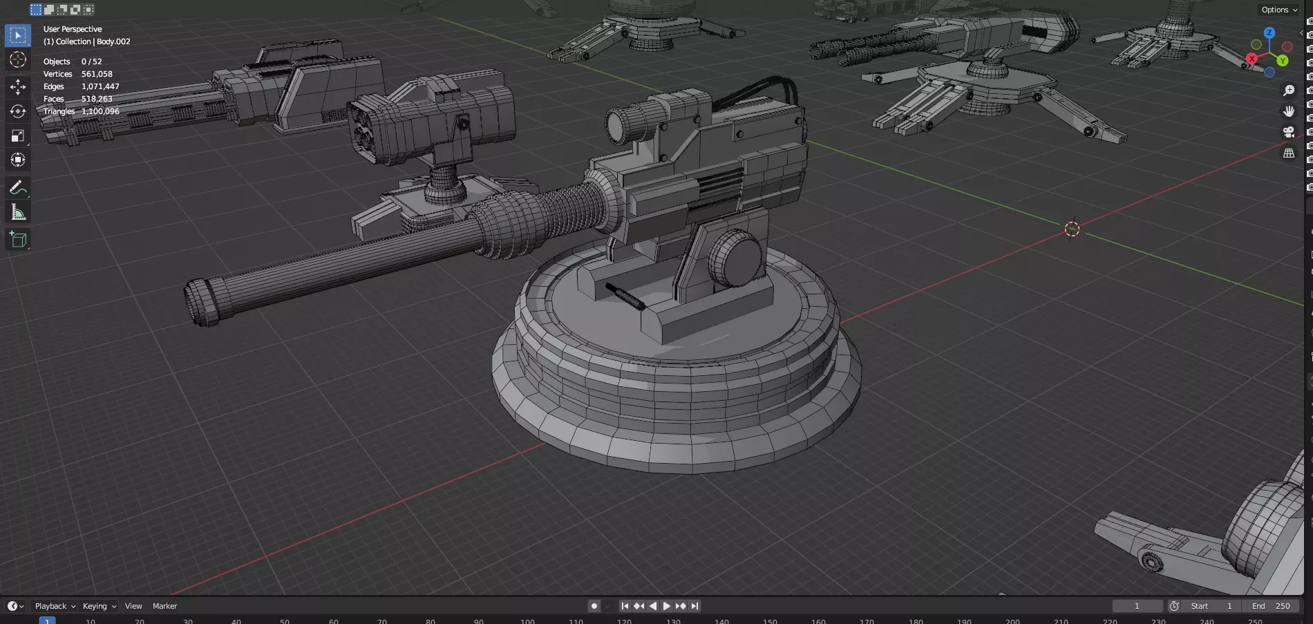 Turret and AA Gun Defense Pack - 4 - 25 Props - Untextured 3D model_51