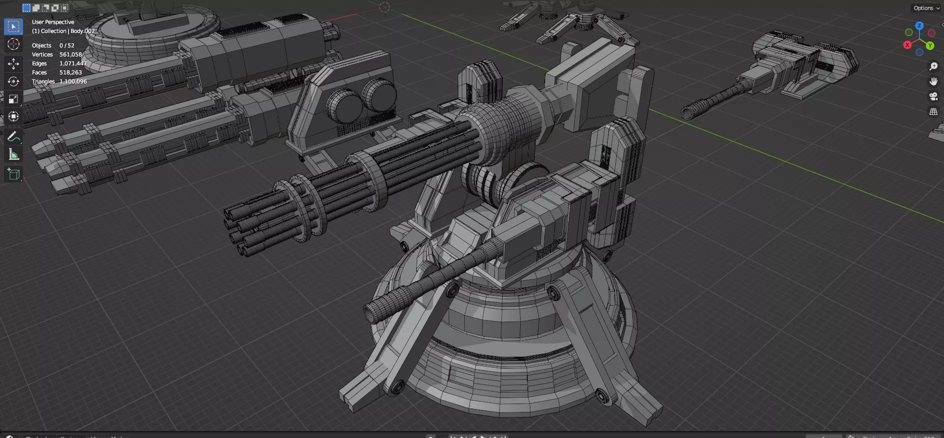 Turret and AA Gun Defense Pack - 4 - 25 Props - Untextured 3D model_41