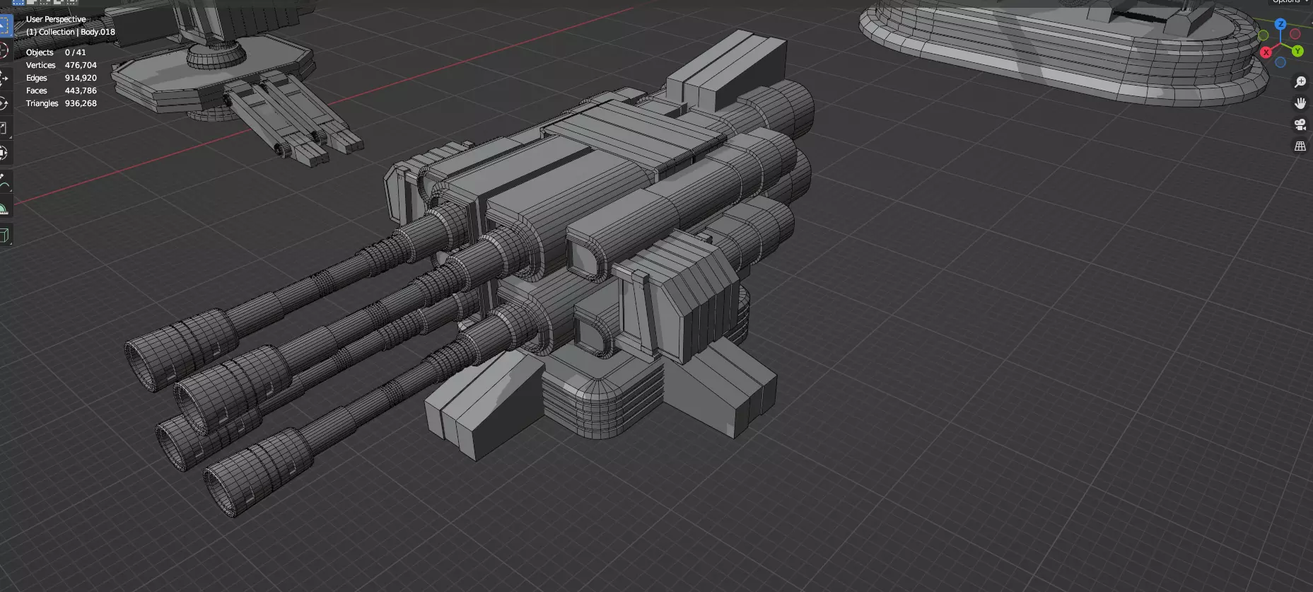 Turret and AA Gun Defense Pack - 4 - 25 Props - Untextured 3D model_31
