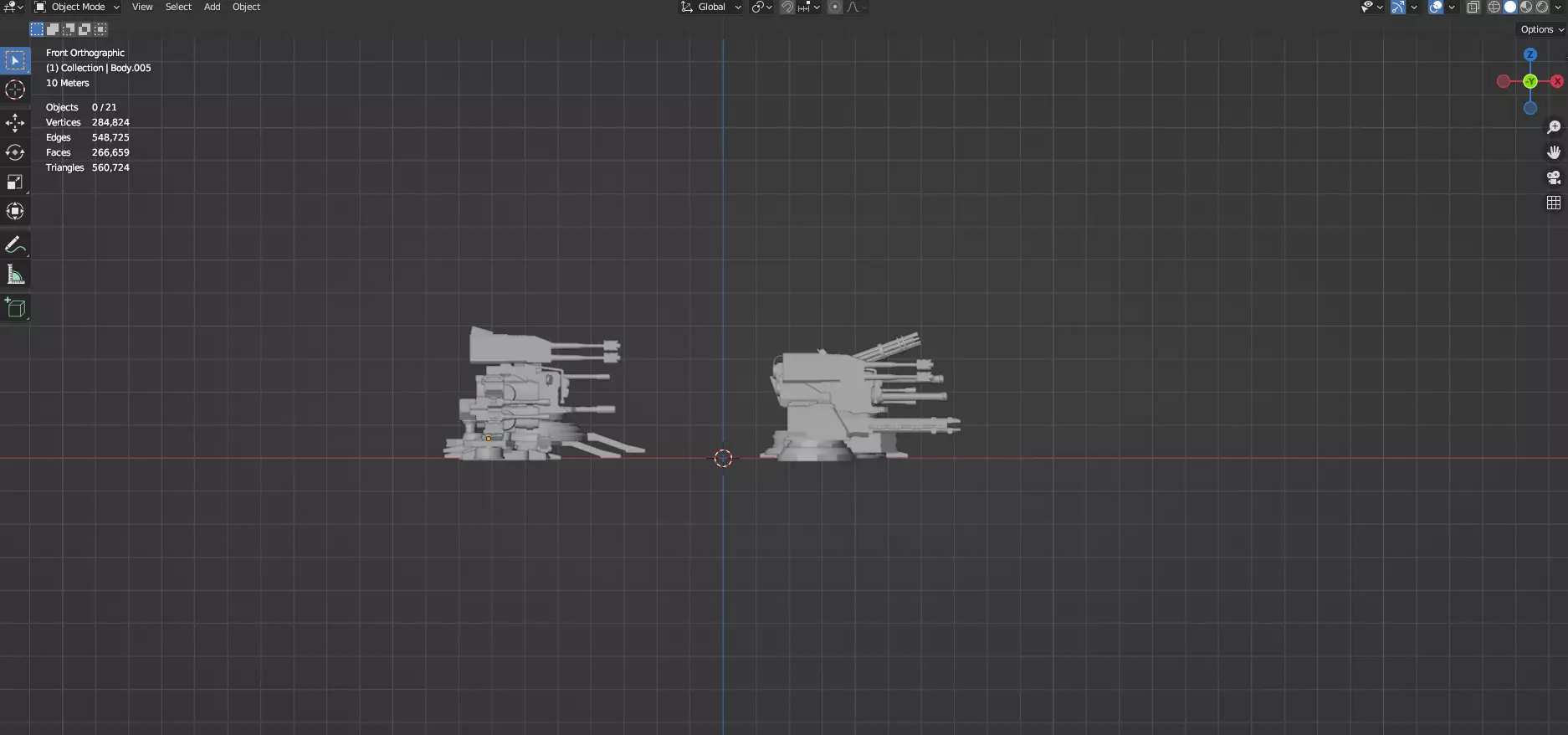 Turret and AA Gun Defense Pack - 4 - 25 Props - Untextured 3D model_66