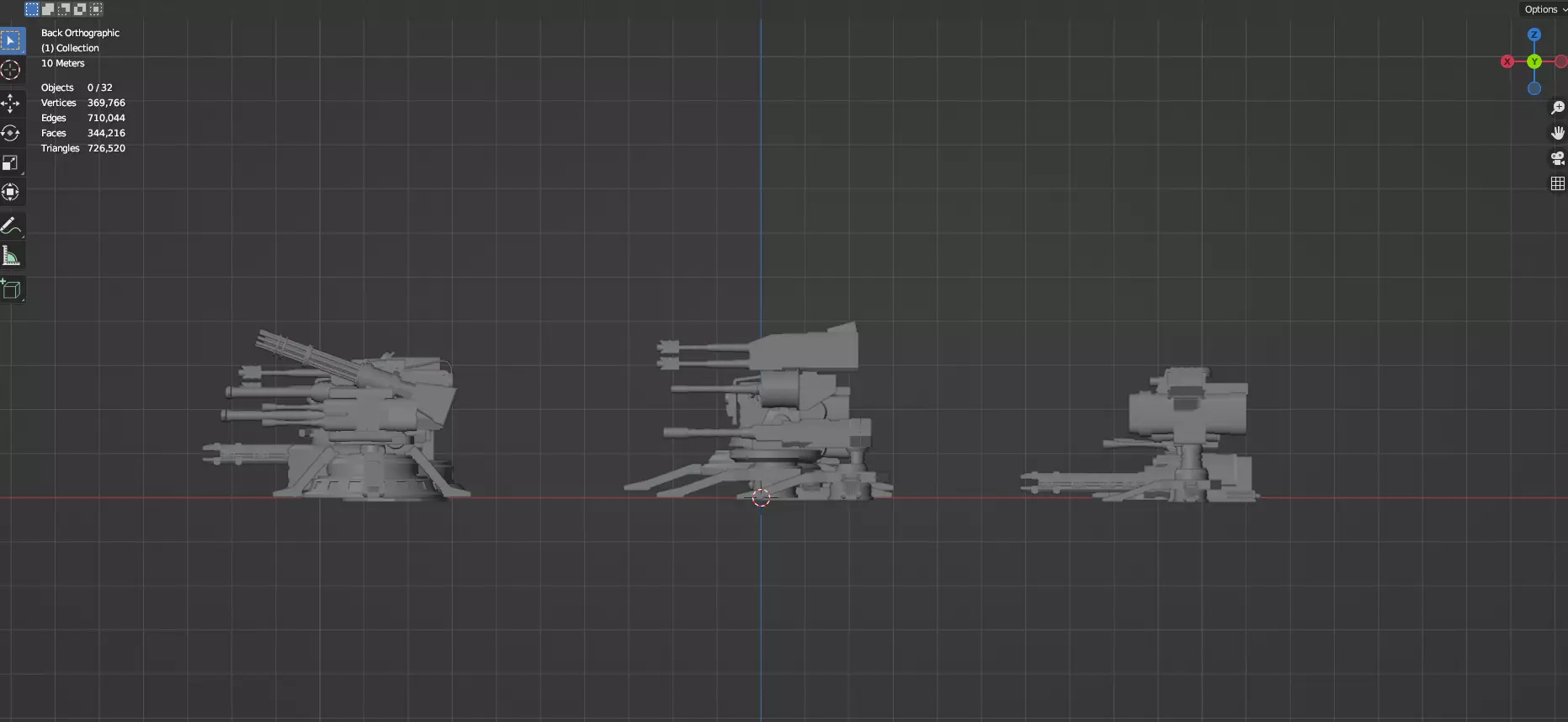 Turret and AA Gun Defense Pack - 4 - 25 Props - Untextured 3D model_76