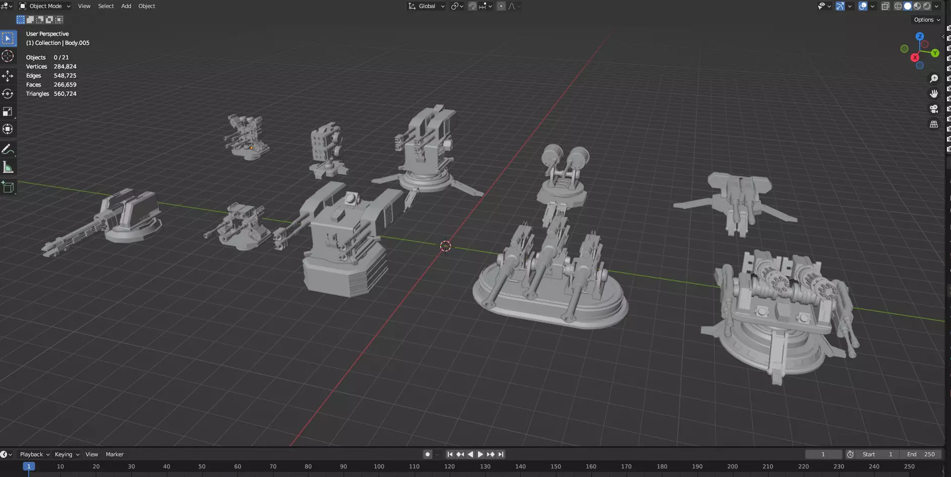 Turret and AA Gun Defense Pack - 4 - 25 Props - Untextured 3D model_69