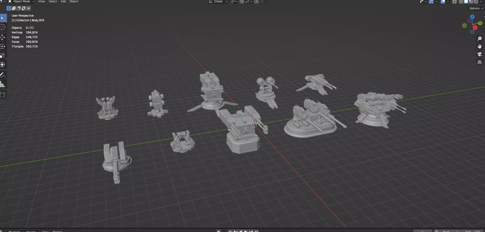 Turret and AA Gun Defense Pack - 4 - 25 Props - Untextured 3D model_67