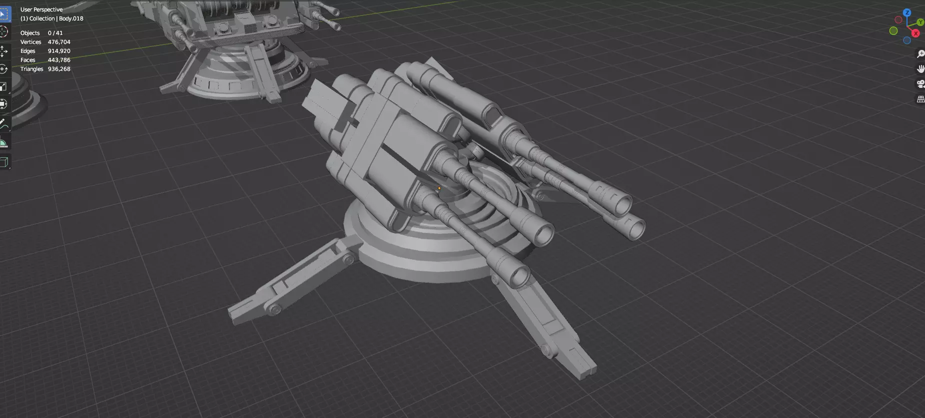 Turret and AA Gun Defense Pack - 4 - 25 Props - Untextured 3D model_86