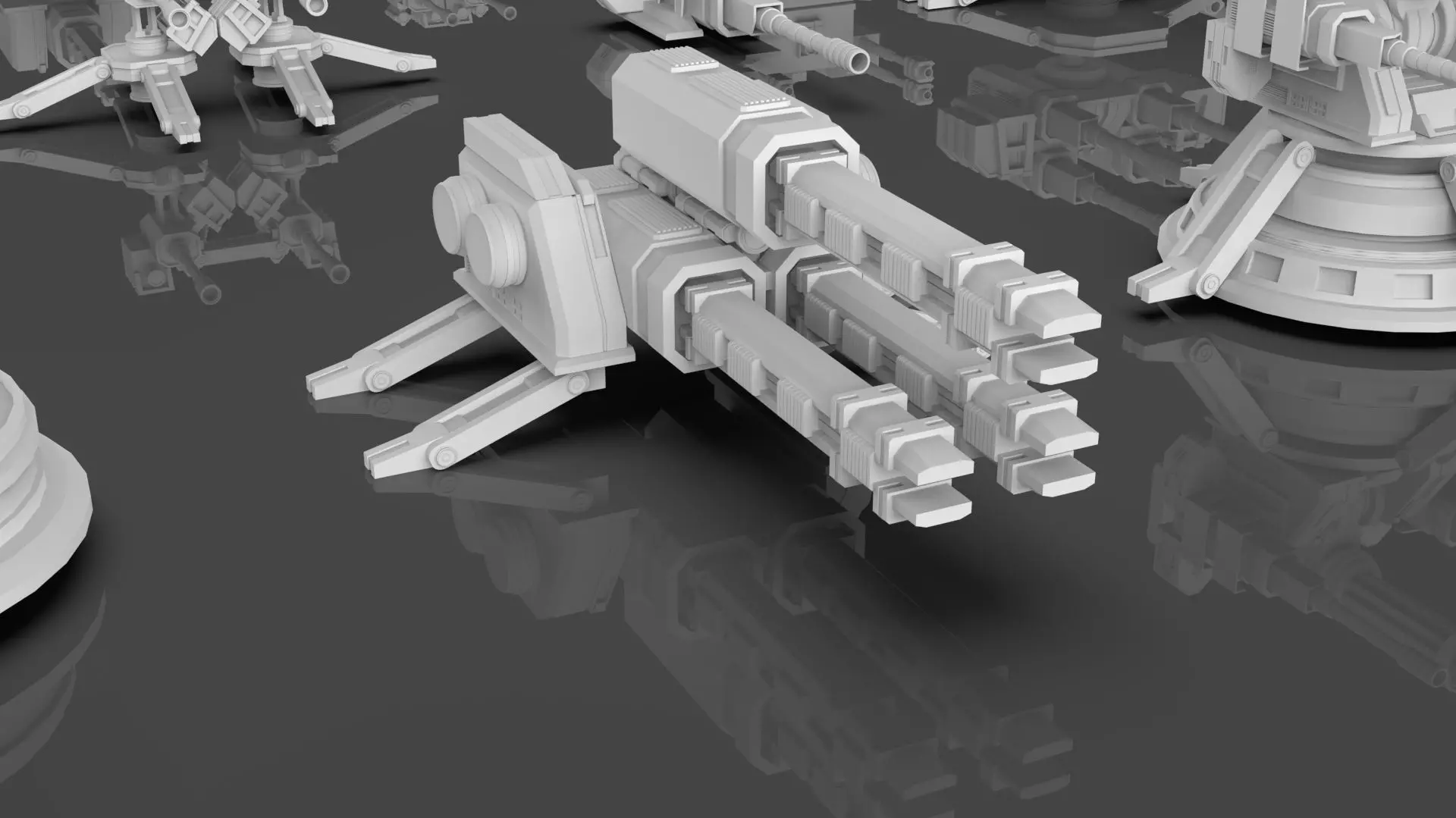 Turret and AA Gun Defense Pack - 4 - 25 Props - Untextured 3D model_22
