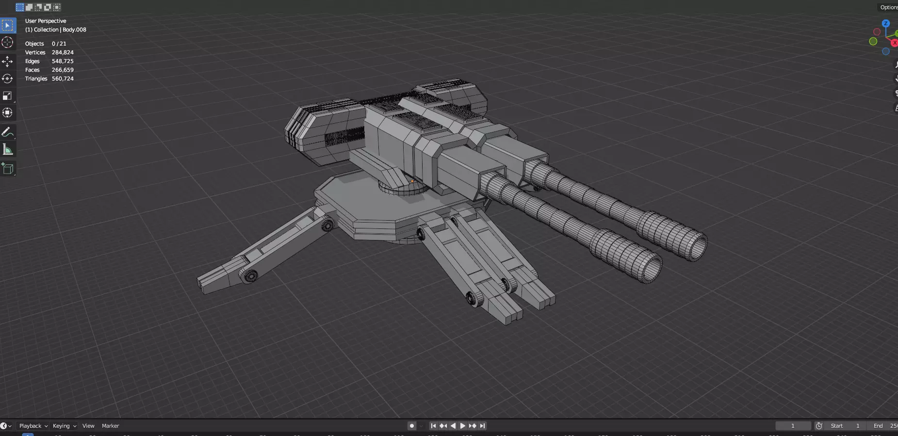 Turret and AA Gun Defense Pack - 4 - 25 Props - Untextured 3D model_42
