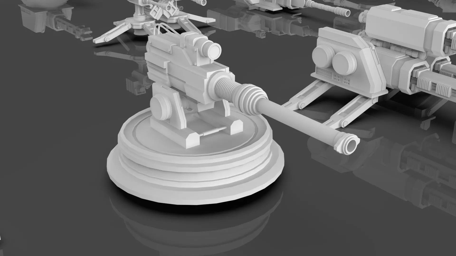Turret and AA Gun Defense Pack - 4 - 25 Props - Untextured 3D model_21