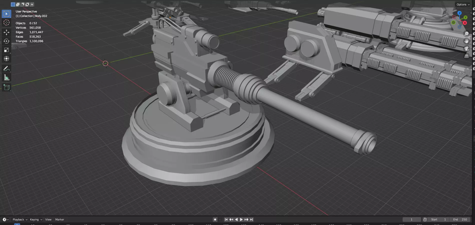 Turret and AA Gun Defense Pack - 4 - 25 Props - Untextured 3D model_89