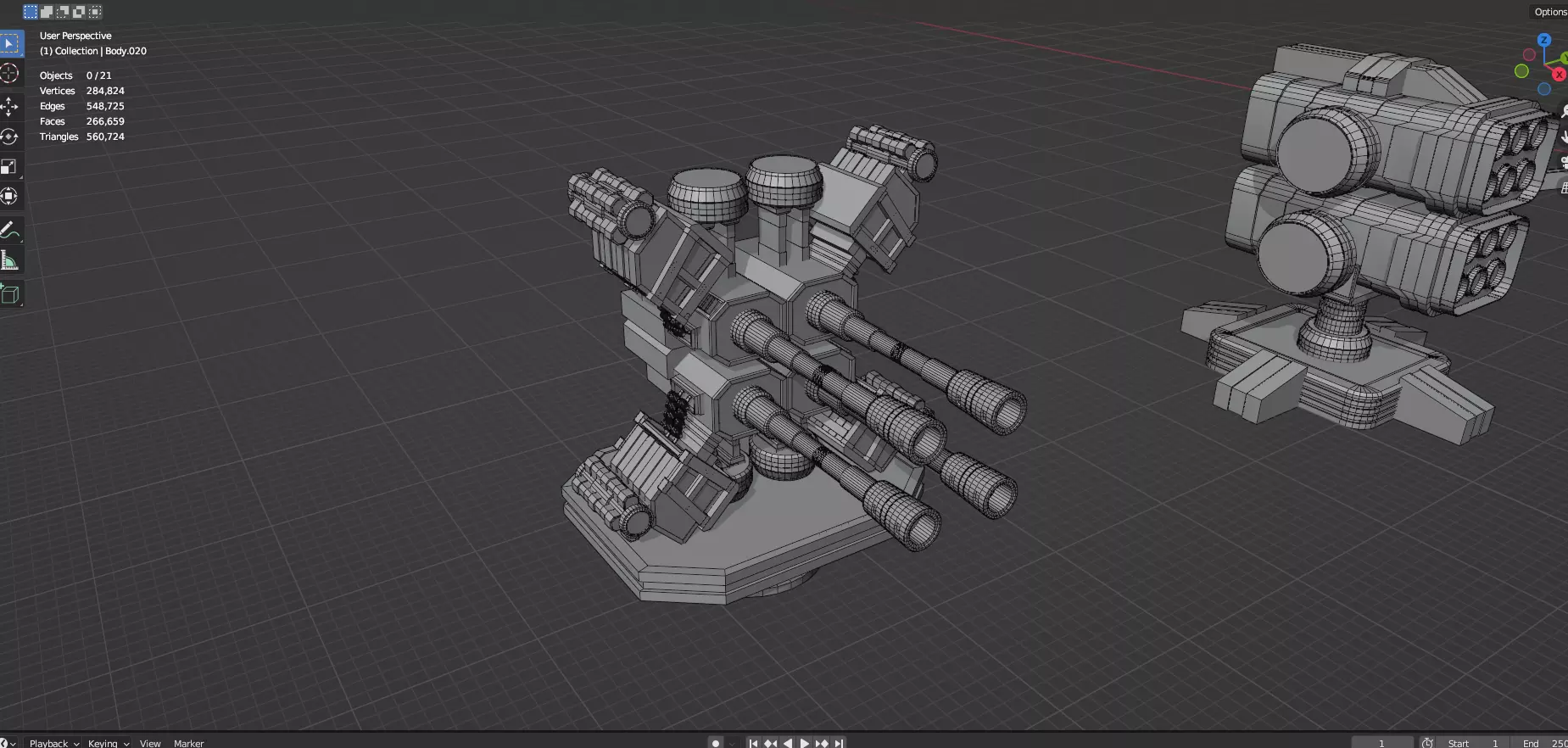Turret and AA Gun Defense Pack - 4 - 25 Props - Untextured 3D model_49