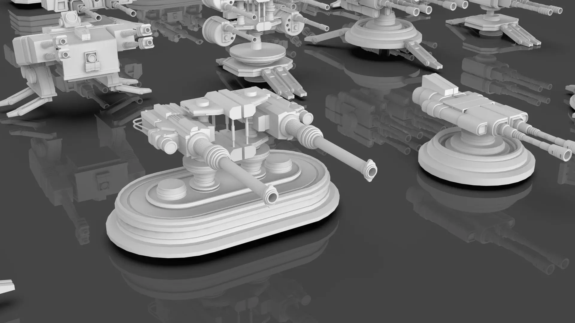 Turret and AA Gun Defense Pack - 7 - 40 Props - Untextured 3D model_39
