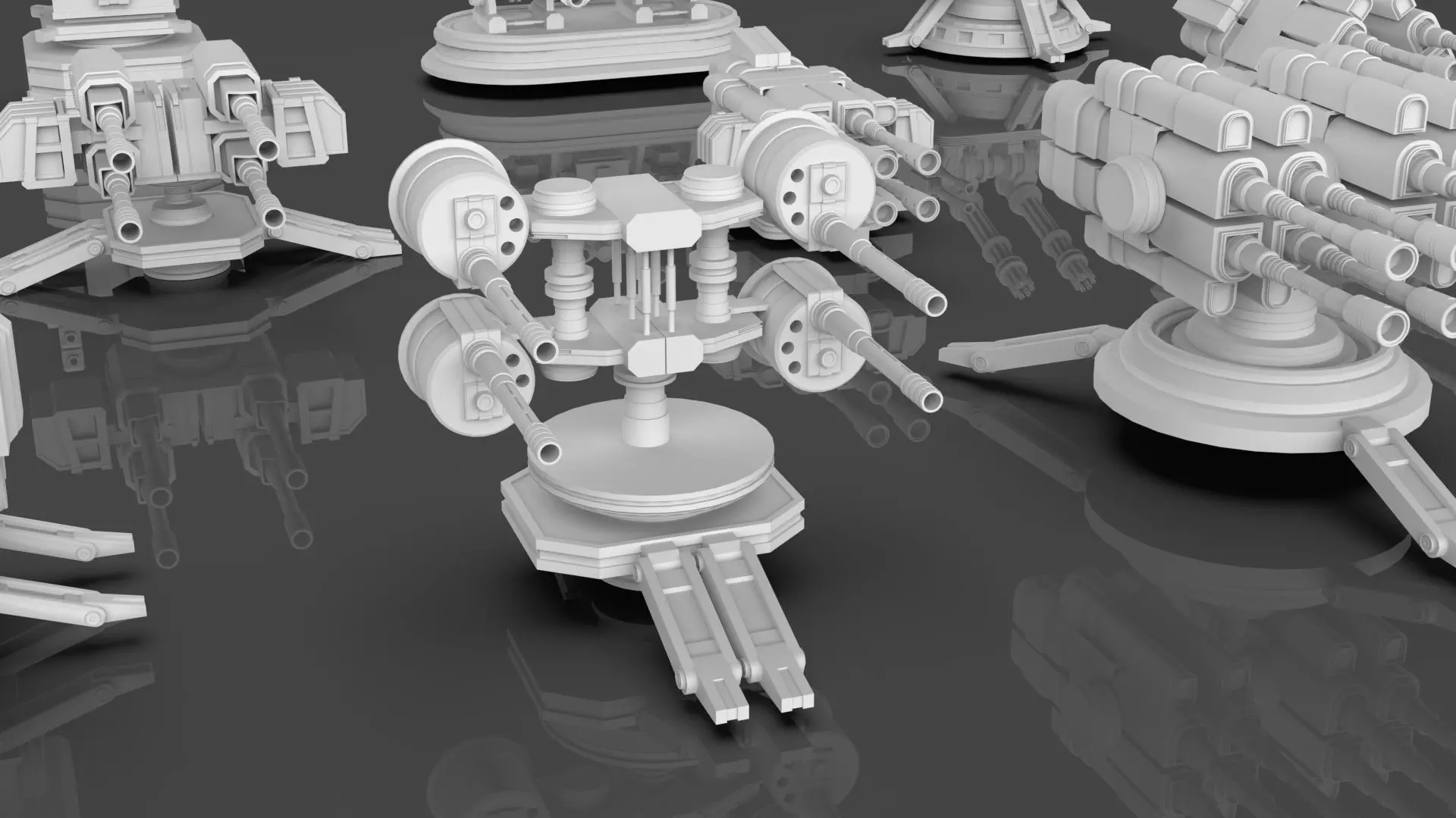 Turret and AA Gun Defense Pack - 7 - 40 Props - Untextured 3D model_30