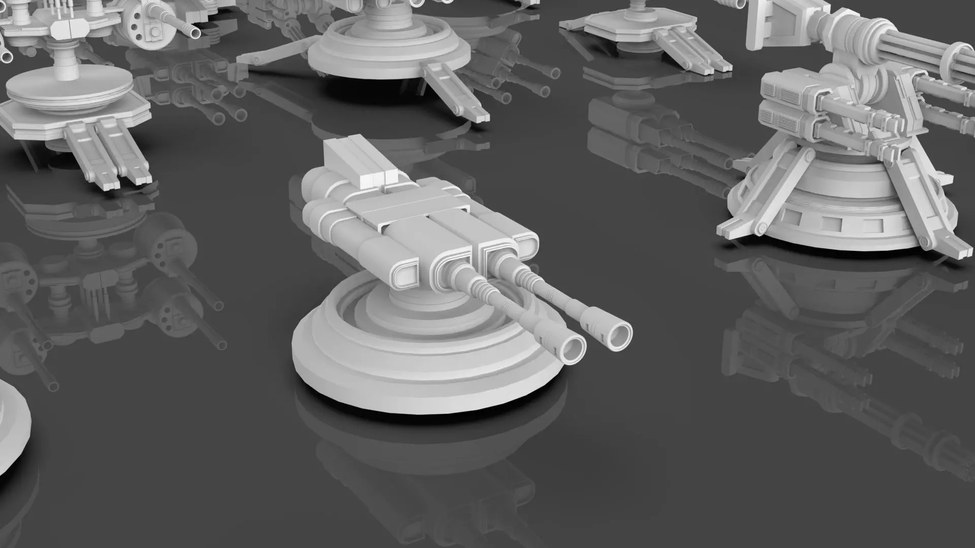 Turret and AA Gun Defense Pack - 7 - 40 Props - Untextured 3D model_40
