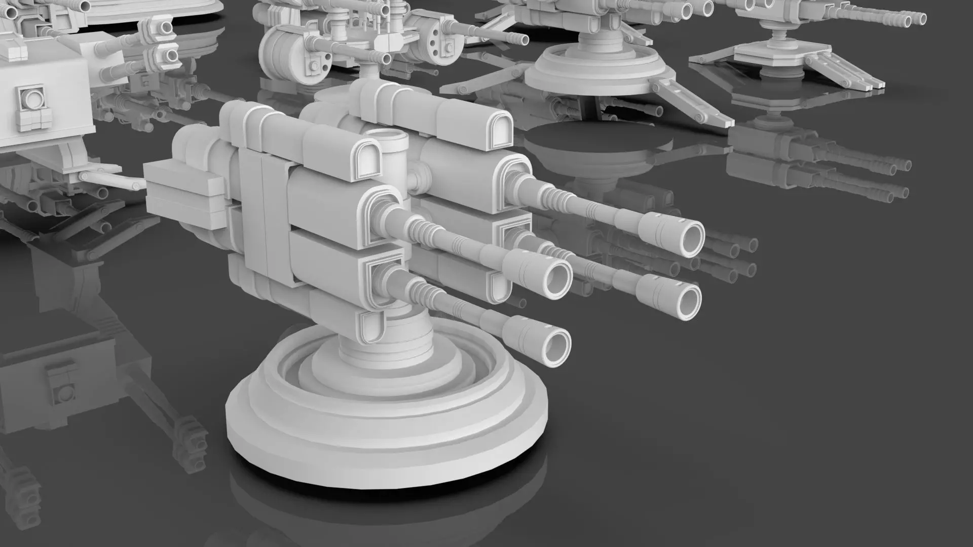 Turret and AA Gun Defense Pack - 7 - 40 Props - Untextured 3D model_37
