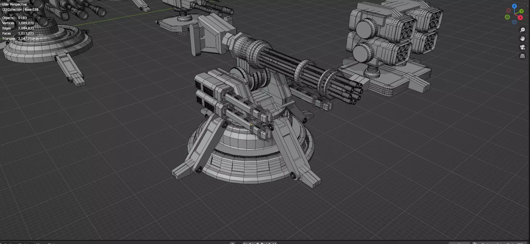 Turret and AA Gun Defense Pack - 7 - 40 Props - Untextured 3D model_61