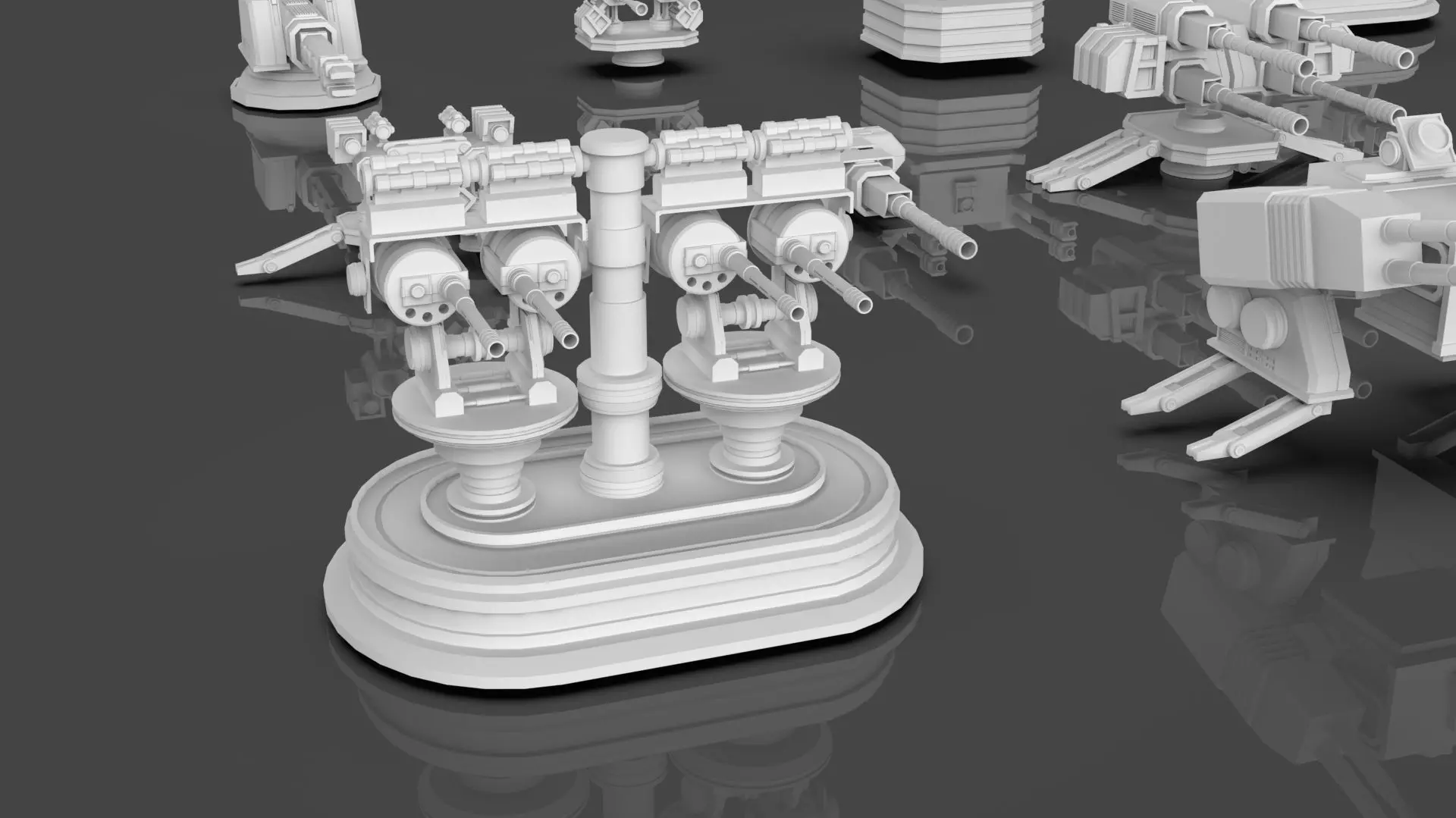 Turret and AA Gun Defense Pack - 7 - 40 Props - Untextured 3D model_27