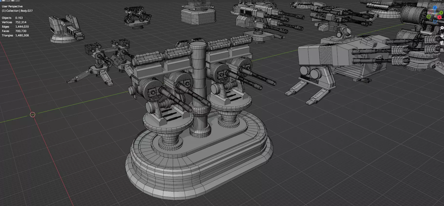 Turret and AA Gun Defense Pack - 7 - 40 Props - Untextured 3D model_56