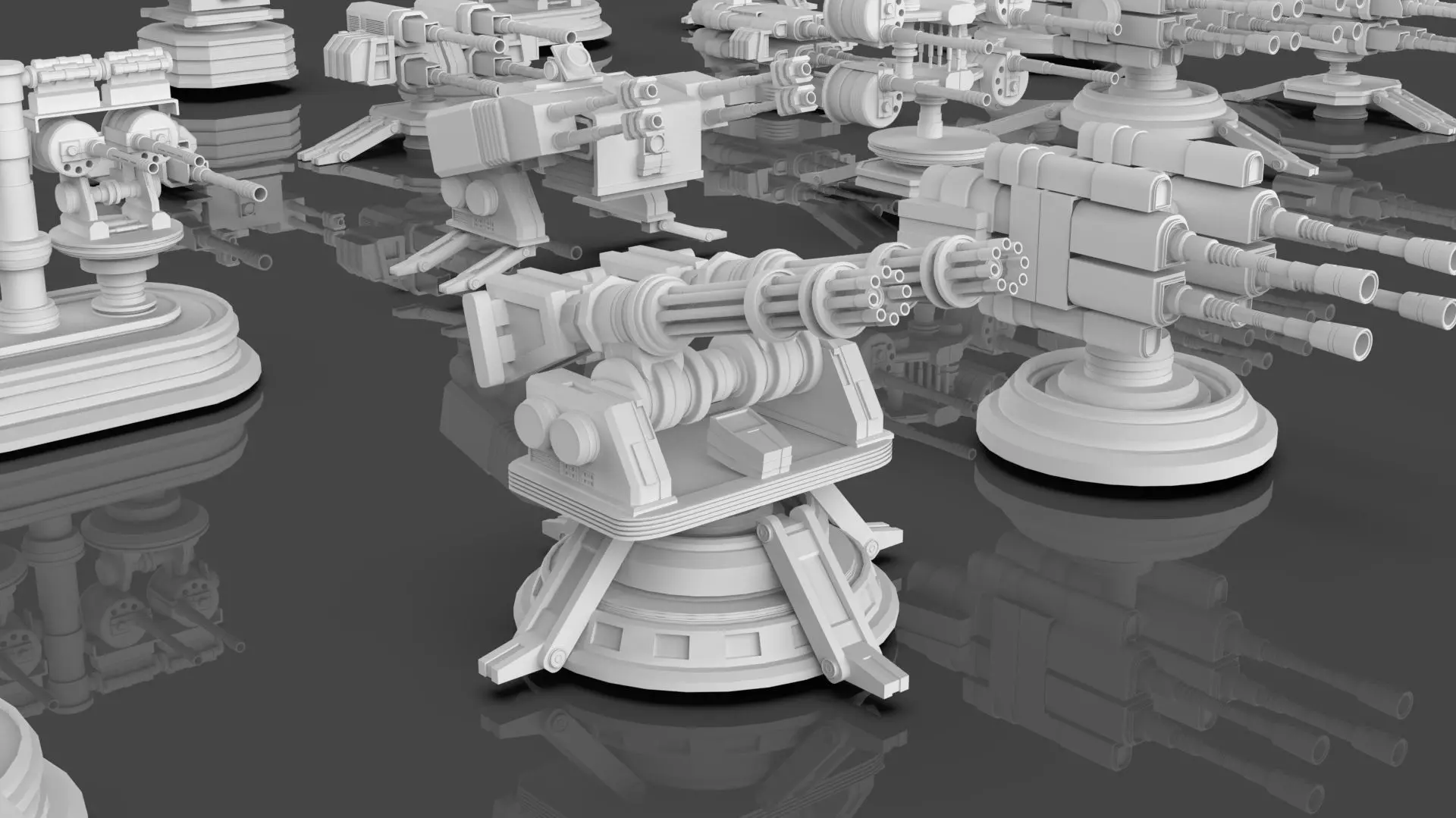 Turret and AA Gun Defense Pack - 7 - 40 Props - Untextured 3D model_36