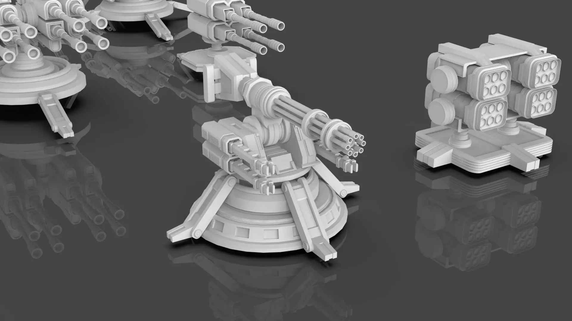 Turret and AA Gun Defense Pack - 7 - 40 Props - Untextured 3D model_41