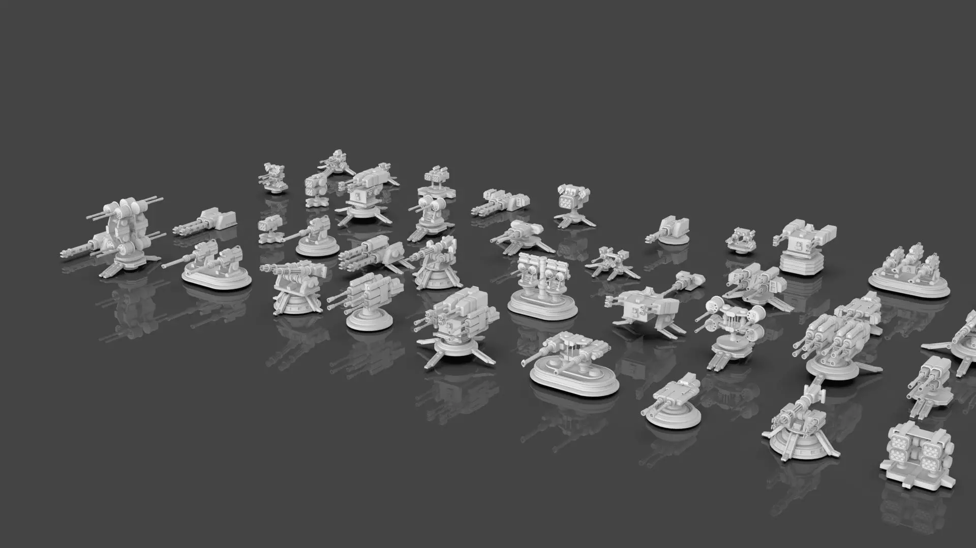 Turret and AA Gun Defense Pack - 7 - 40 Props - Untextured 3D model_16
