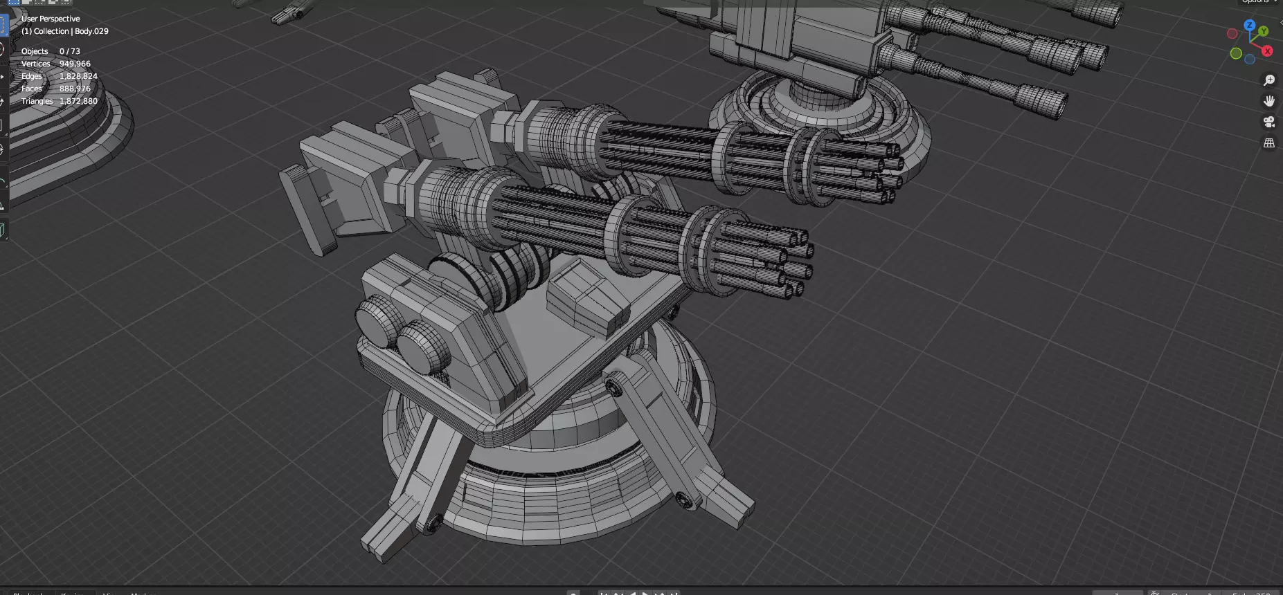 Turret and AA Gun Defense Pack - 7 - 40 Props - Untextured 3D model_59