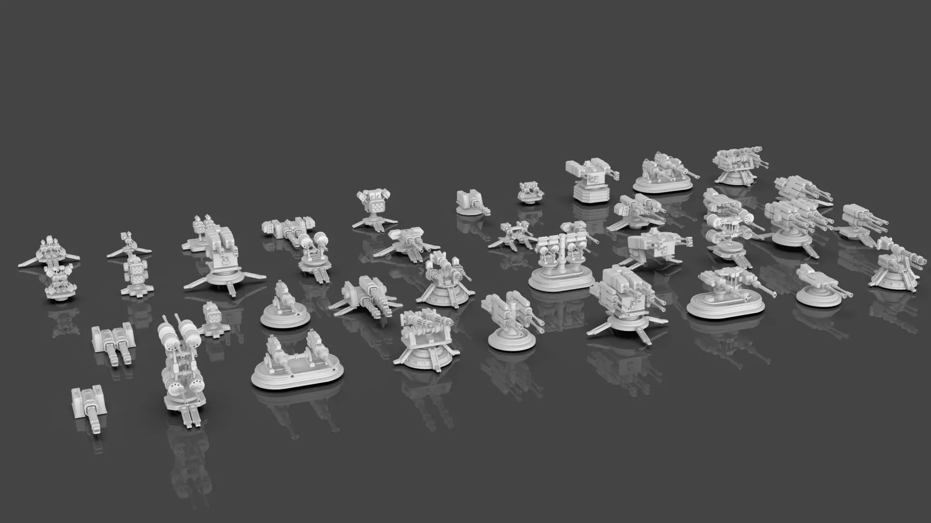 Turret and AA Gun Defense Pack - 7 - 40 Props - Untextured 3D model_15