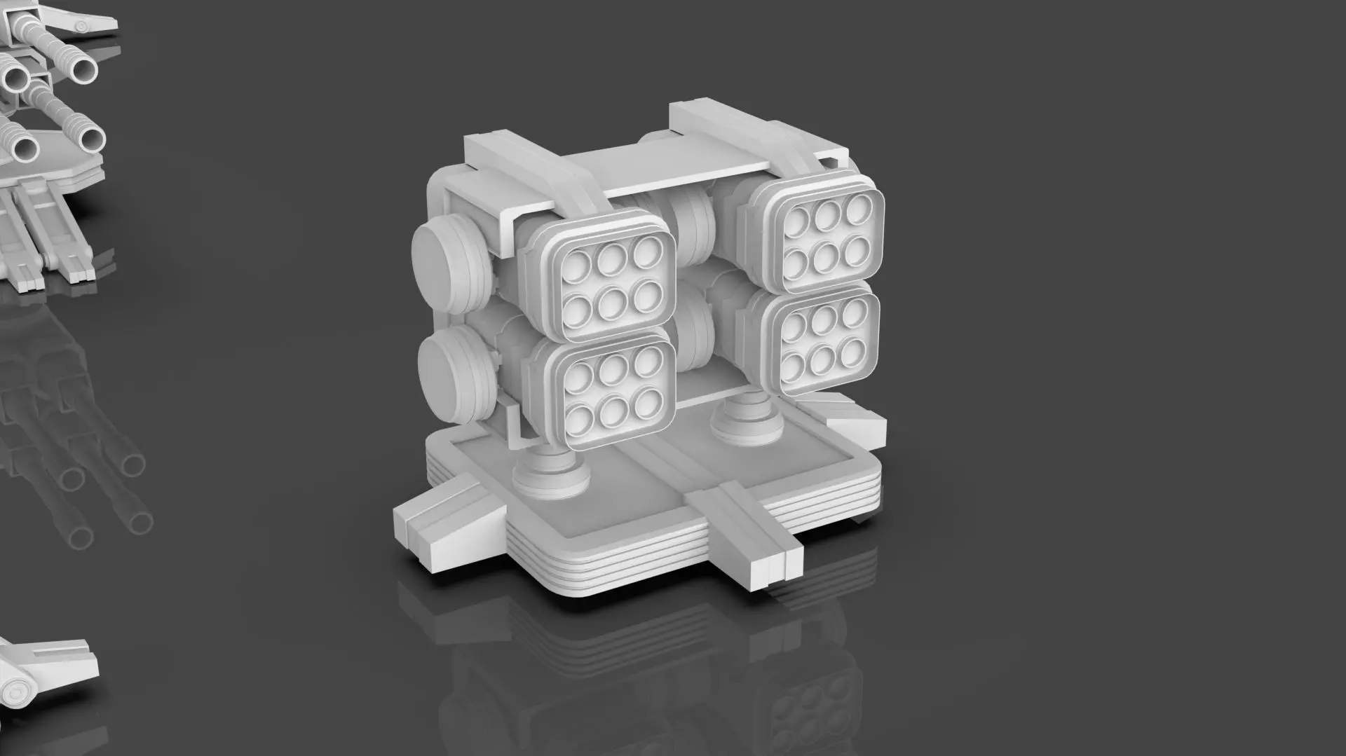 Turret and AA Gun Defense Pack - 7 - 40 Props - Untextured 3D model_1