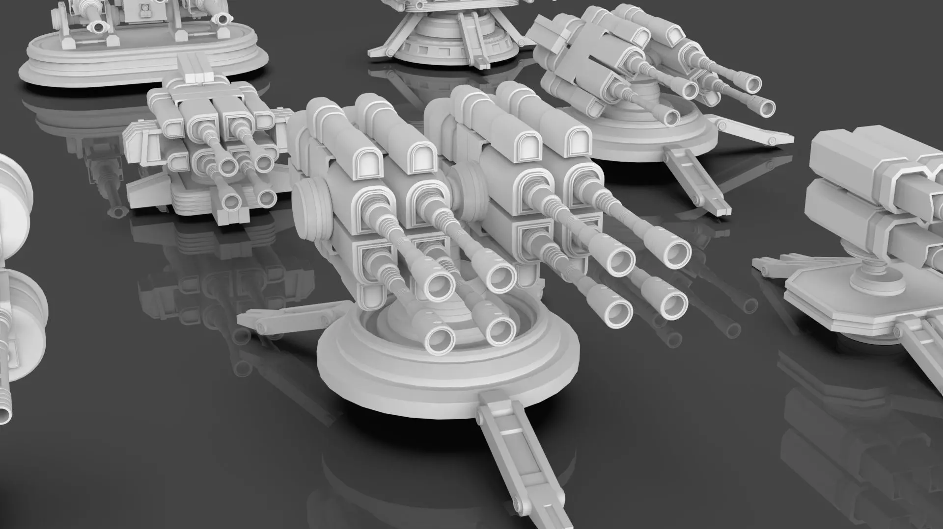 Turret and AA Gun Defense Pack - 7 - 40 Props - Untextured 3D model_31