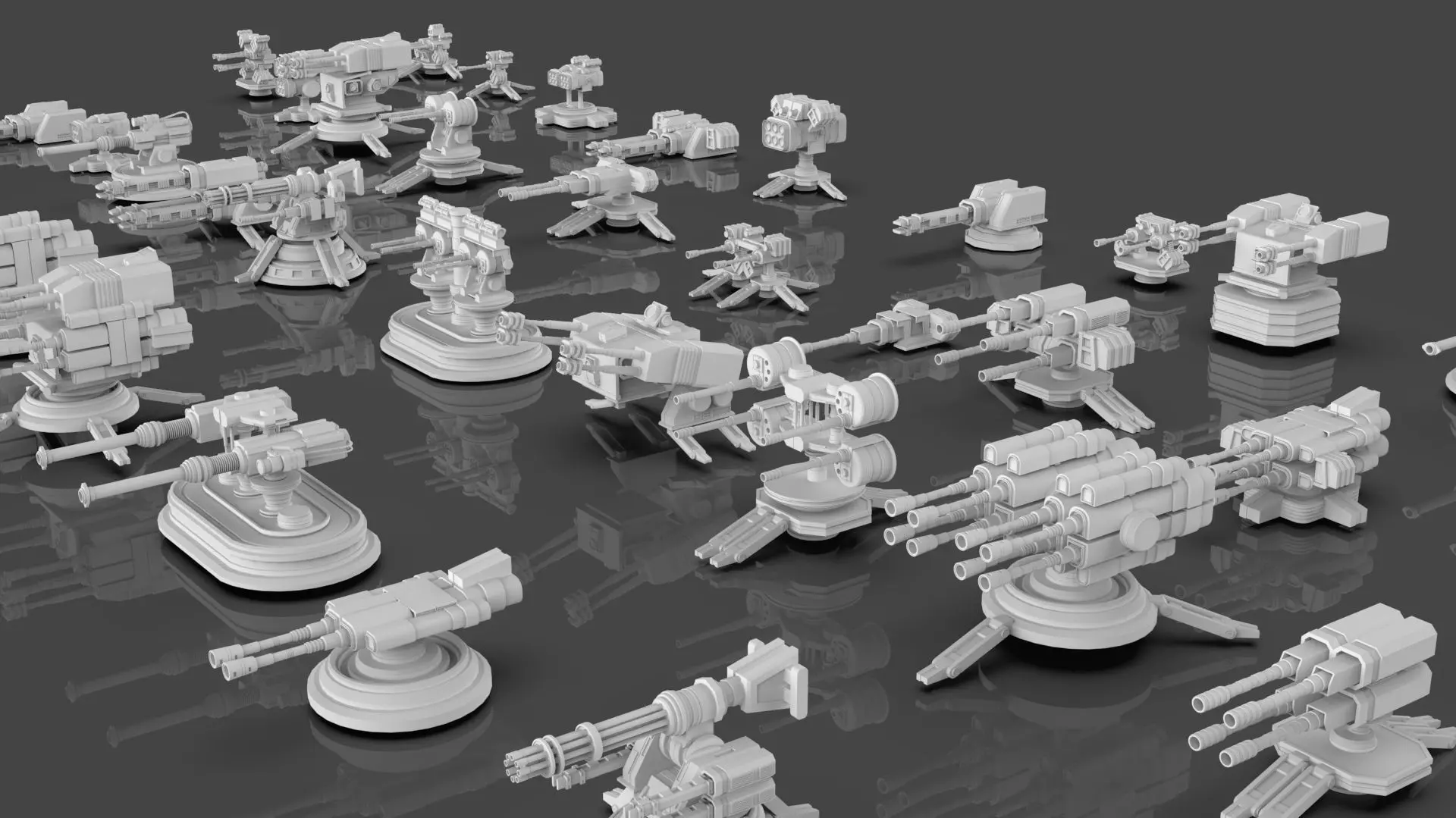 Turret and AA Gun Defense Pack - 7 - 40 Props - Untextured 3D model_20