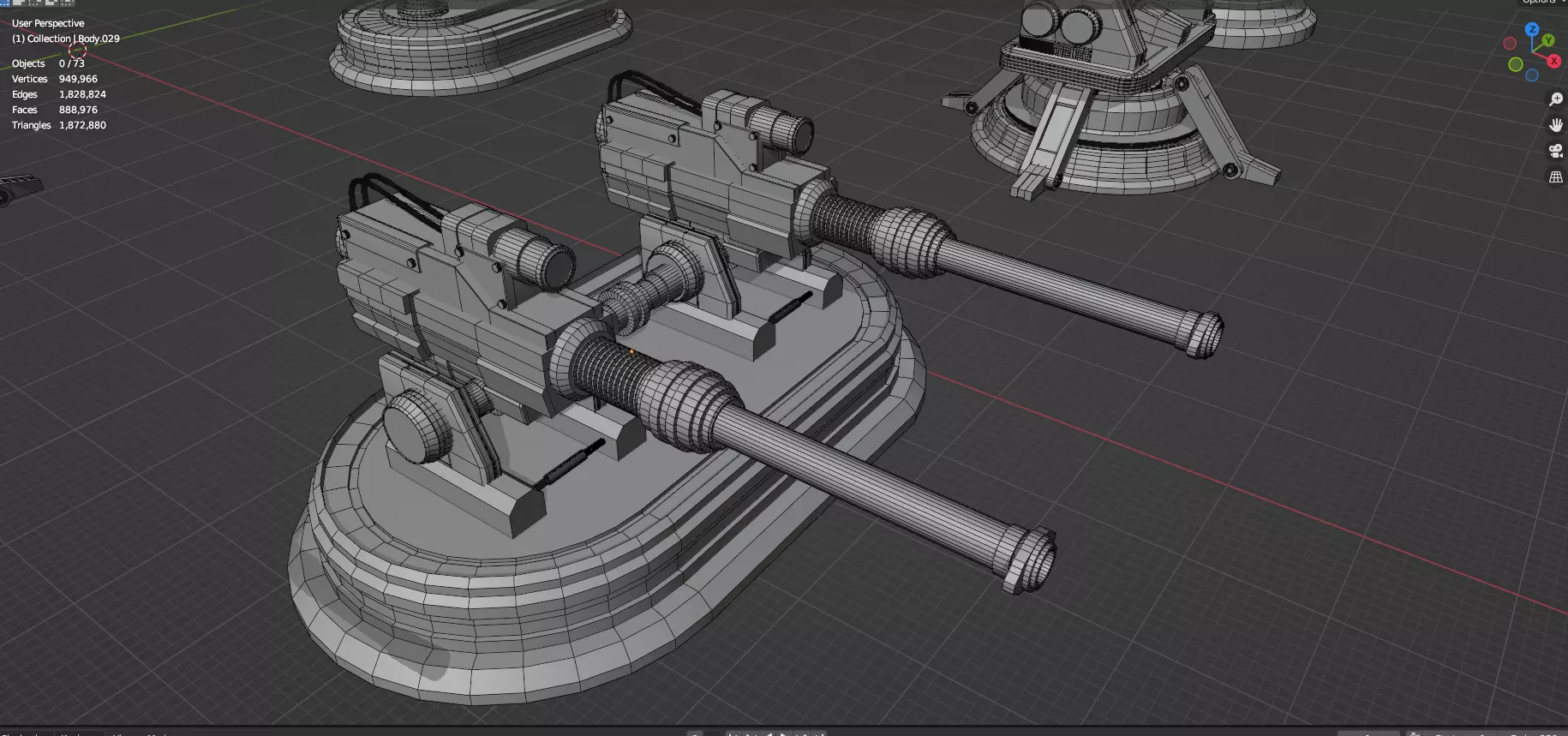 Turret and AA Gun Defense Pack - 7 - 40 Props - Untextured 3D model_49