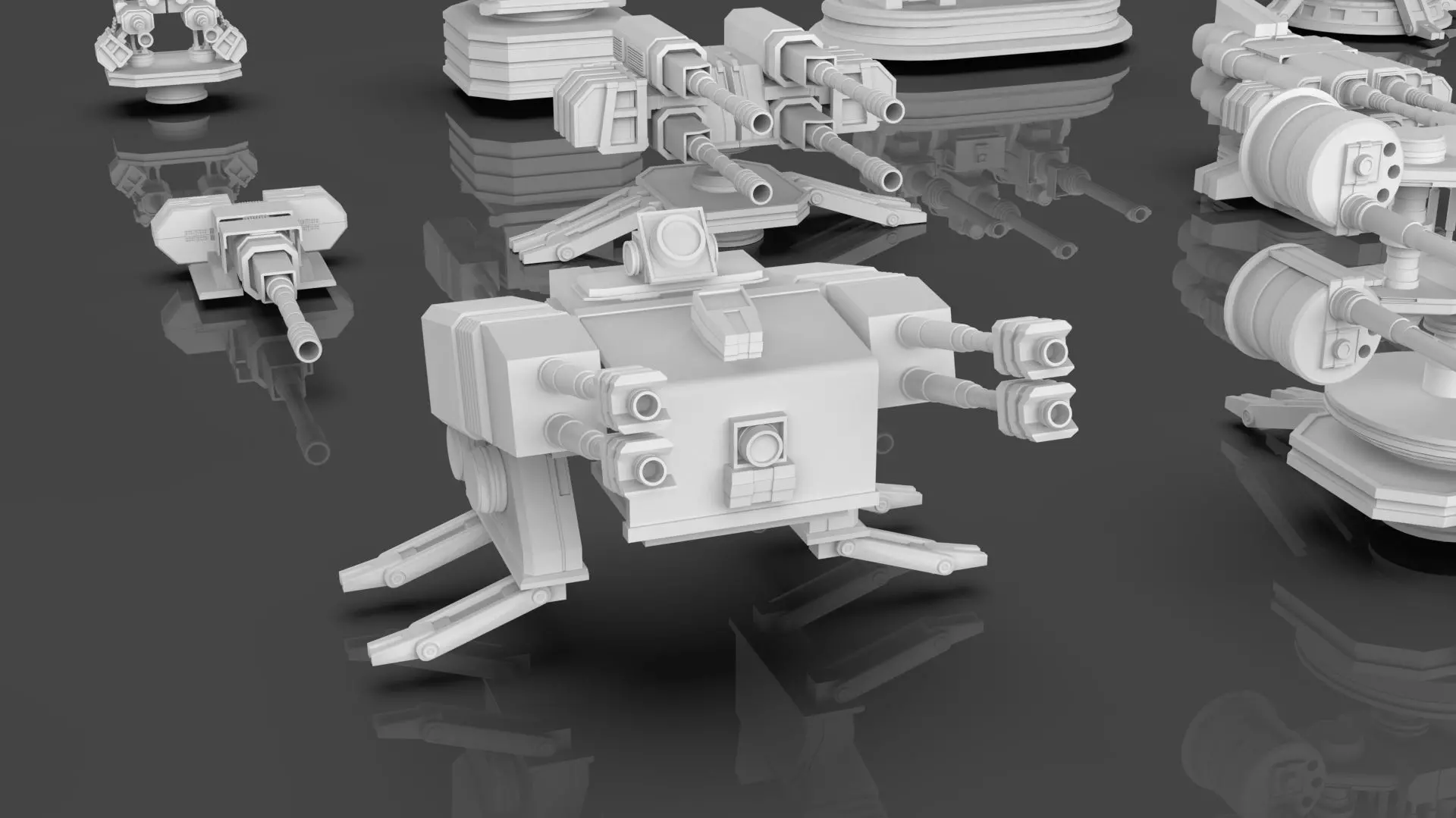 Turret and AA Gun Defense Pack - 7 - 40 Props - Untextured 3D model_28