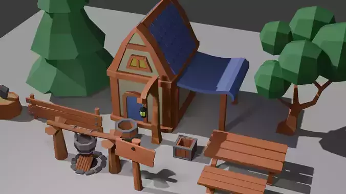 Litle Low Poly game asset Low-poly 3D model