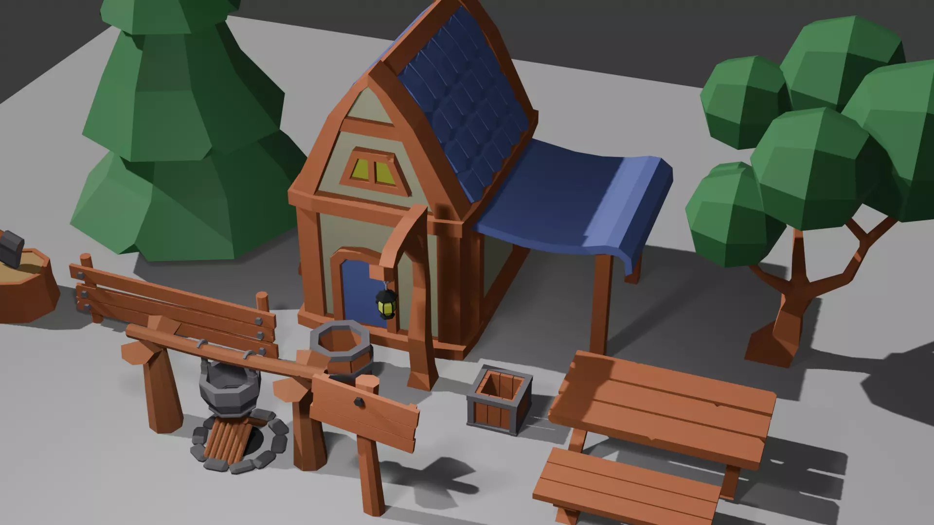 Litle Low Poly game asset Low-poly 3D model_0