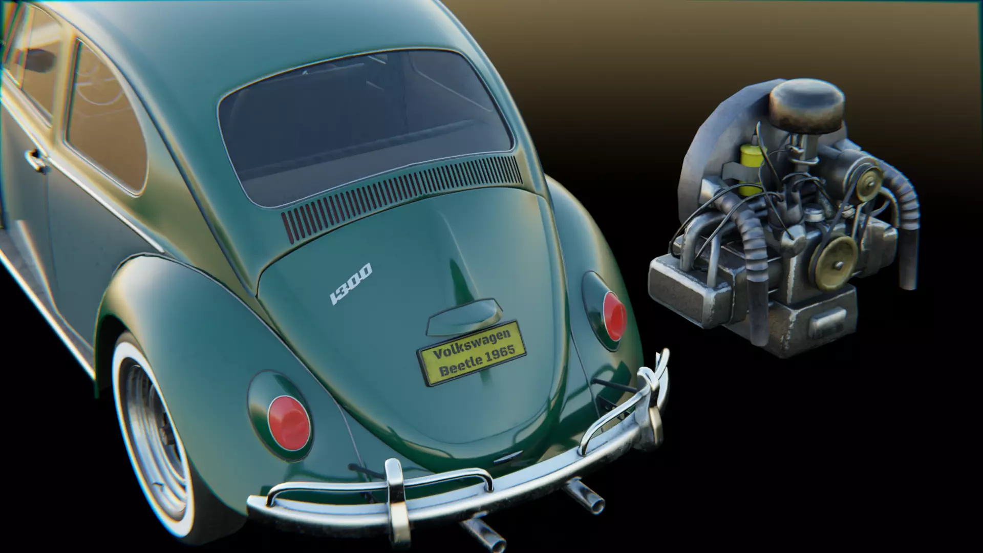 Volkswagen Beetle 1965 High Poly Classic Car 3D Model Low-poly 3D model_4