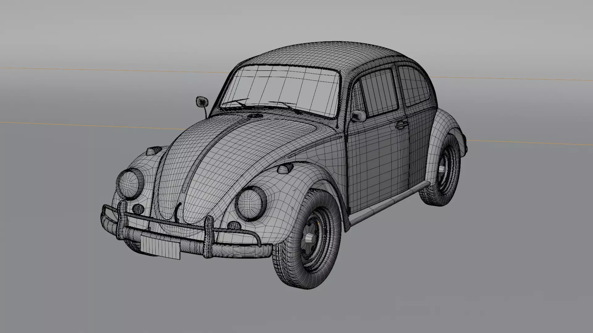 Volkswagen Beetle 1965 High Poly Classic Car 3D Model Low-poly 3D model_16