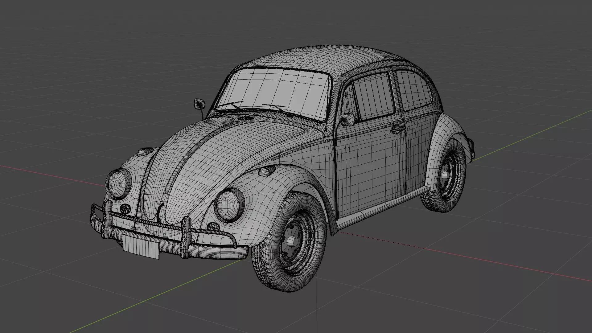 Volkswagen Beetle 1965 High Poly Classic Car 3D Model Low-poly 3D model_17